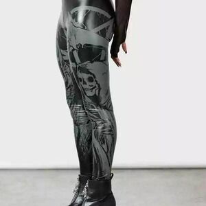 Killstar the reaper PU leggings size small pentagram witchy skull